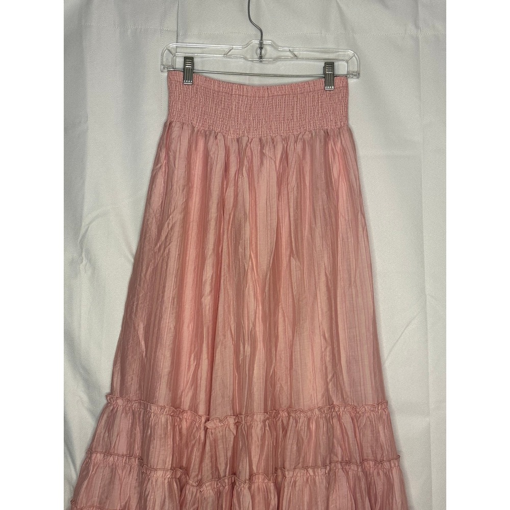 Halara Maxi Skirt S Pink Tiered Smocked Coquette Balletcore Boho Romantic Flowy - Picture 4 of 7